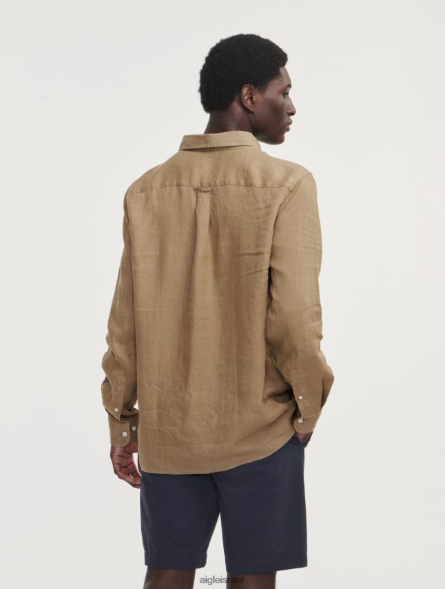 גברים קָפּוּצִ'ינוֹ Aigle חולצת פשתן עם שרוולים ארוכים בגדים 8V6ZVZ66