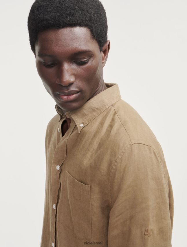 גברים קָפּוּצִ'ינוֹ Aigle חולצת פשתן עם שרוולים ארוכים בגדים 8V6ZVZ66