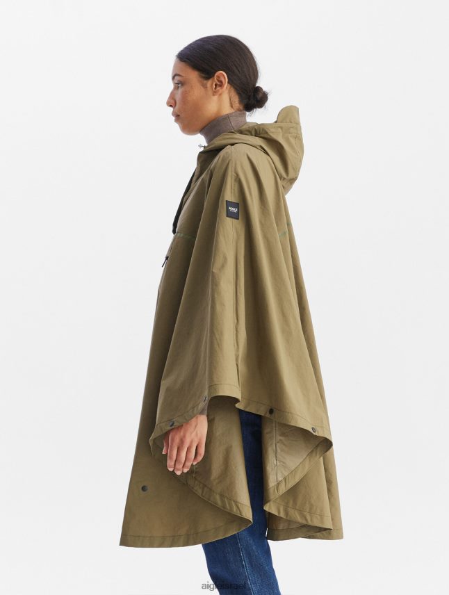 נשים קאקי Aigle פונצ'ו עמיד למים לרוכבי אופניים בגדים 8V6ZVZ670