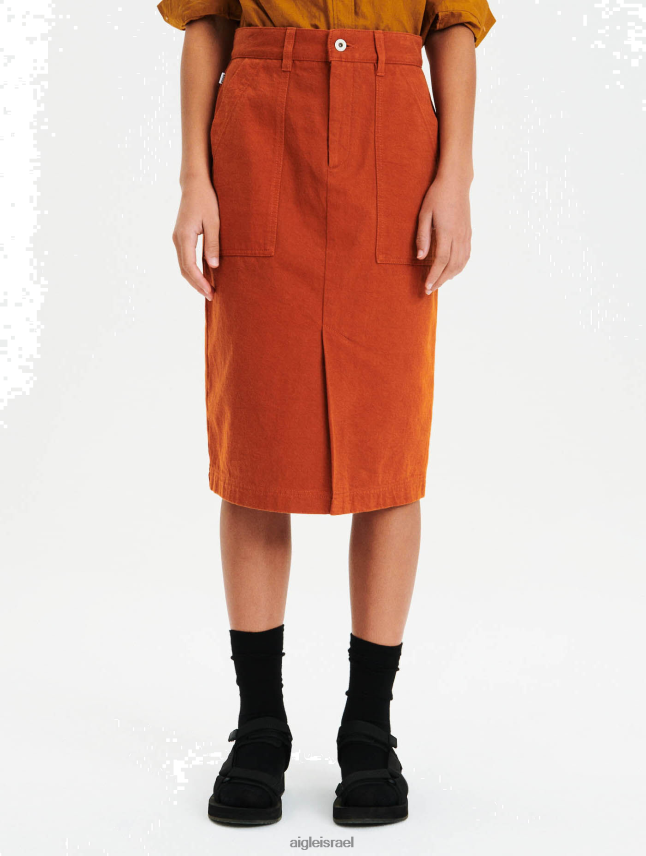 נשים חום זהוב Aigle חצאית אמצע ארוכה בגזרה ישרה בגדים 8V6ZVZ674