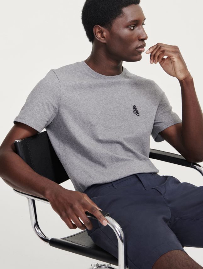 גברים אפור אברש Aigle חולצת טריקו עם צווארון ג'רסי בגדים 8V6ZVZ68