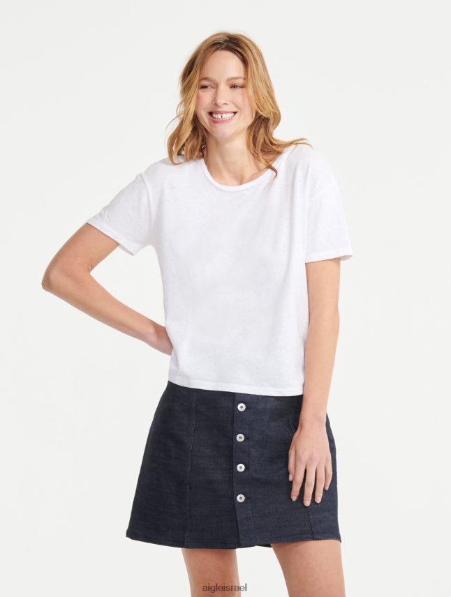 נשים בלאן Aigle חולצת טי בשילוב פשתן עם שרוולים קצרים בגדים 8V6ZVZ684