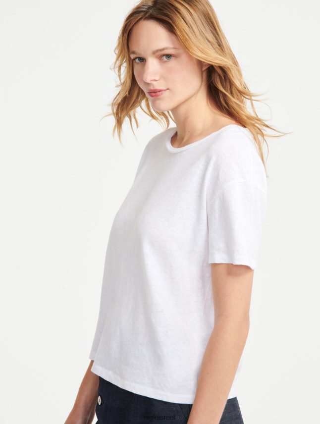 נשים בלאן Aigle חולצת טי בשילוב פשתן עם שרוולים קצרים בגדים 8V6ZVZ684