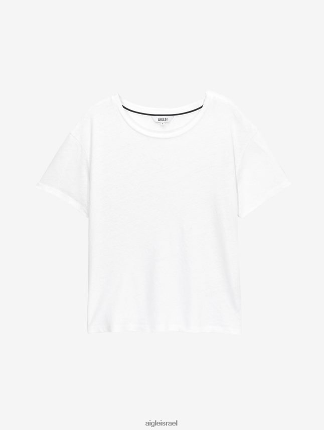 נשים בלאן Aigle חולצת טי בשילוב פשתן עם שרוולים קצרים בגדים 8V6ZVZ684