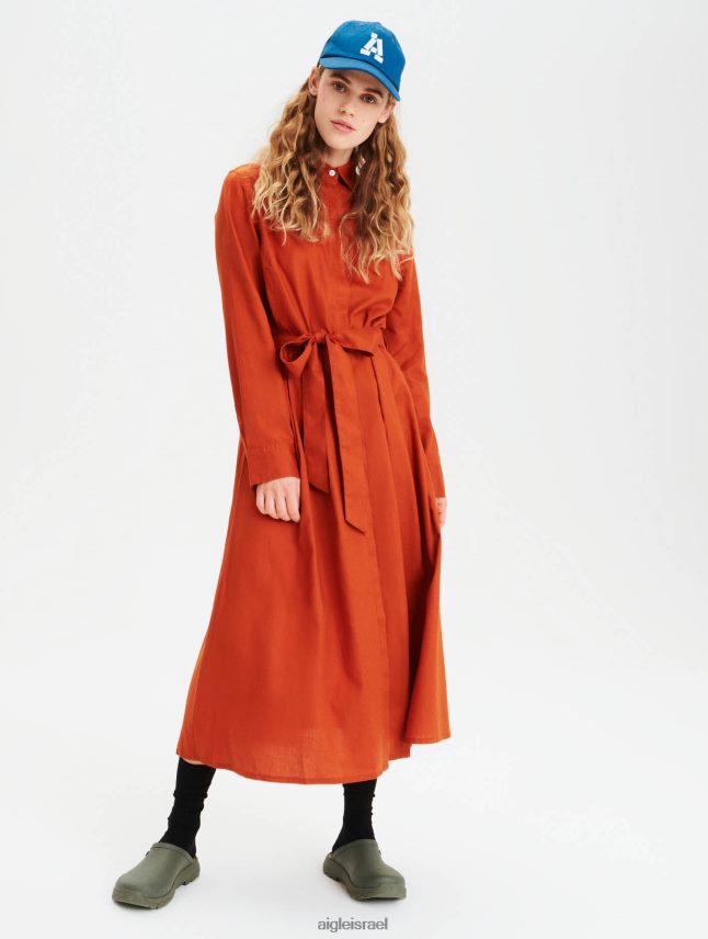 נשים חום זהוב Aigle שמלת מקסי מותן מעוקלת בגדים 8V6ZVZ690