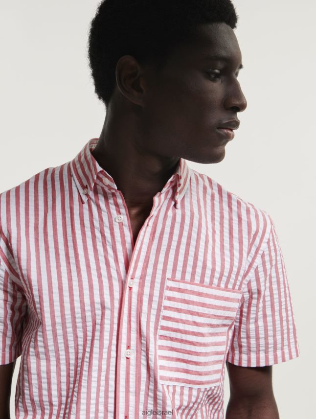 גברים רחוב רוז' Aigle חולצת פסים עם שרוולים קצרים בגדים 8V6ZVZ73