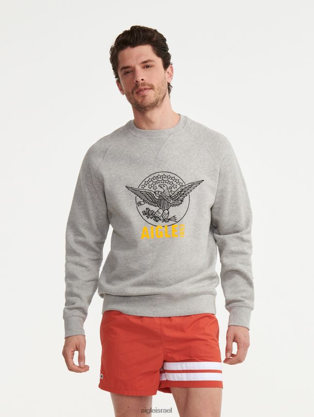 גברים אפור בהיר Aigle סווטשירט עם צווארון רקום בגדים 8V6ZVZ82