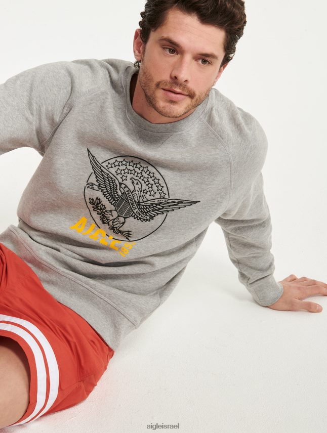 גברים אפור בהיר Aigle סווטשירט עם צווארון רקום בגדים 8V6ZVZ82