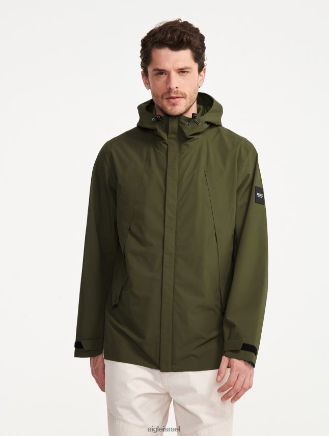 גברים קאקי Aigle פארקה עם קפוצ'ון mtd באורך בינוני בגדים 8V6ZVZ178