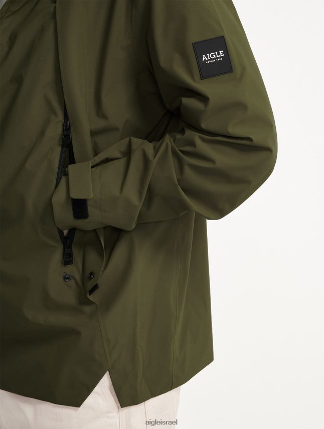 גברים קאקי Aigle פארקה עם קפוצ'ון mtd באורך בינוני בגדים 8V6ZVZ178