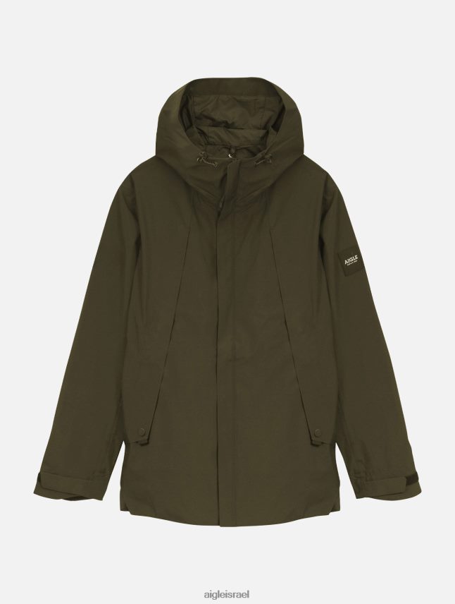 גברים קאקי Aigle פארקה עם קפוצ'ון mtd באורך בינוני בגדים 8V6ZVZ178