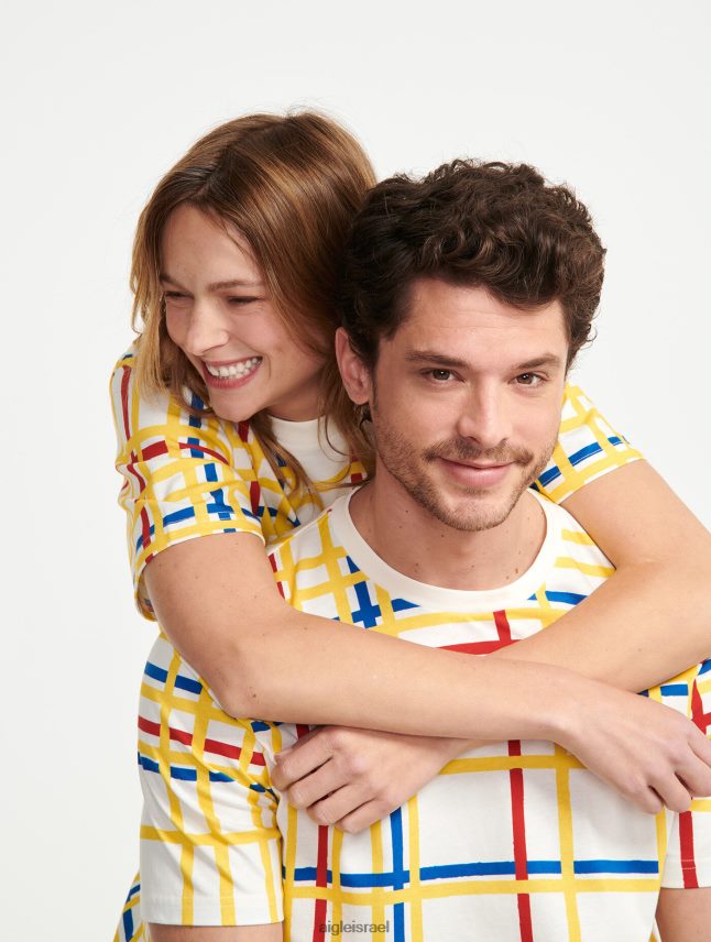 נשים מונדריאן Aigle x Centre Pompidou חולצת טי עם צווארון צוואר בגדים 8V6ZVZ10