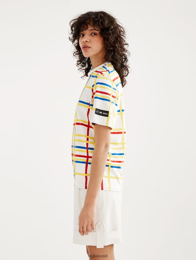 נשים מונדריאן Aigle x Centre Pompidou חולצת טי עם צווארון צוואר בגדים 8V6ZVZ10