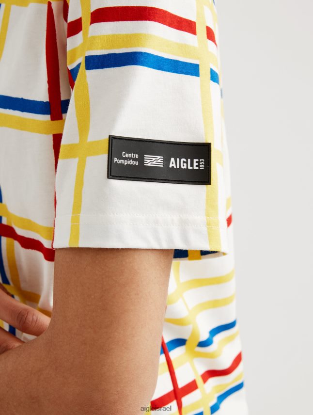 נשים מונדריאן Aigle x Centre Pompidou חולצת טי עם צווארון צוואר בגדים 8V6ZVZ10