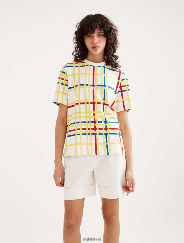 נשים מונדריאן Aigle x Centre Pompidou חולצת טי עם צווארון צוואר בגדים 8V6ZVZ10