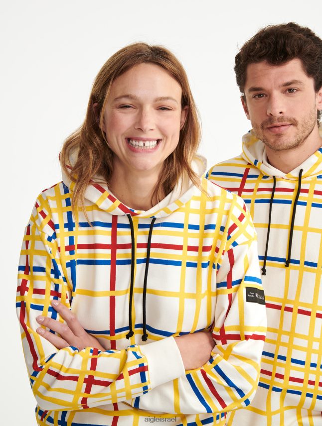 גברים מונדריאן Aigle x Centre Pompidou סווטשירט עם קפוצ'ון מוברש בגדים 8V6ZVZ144