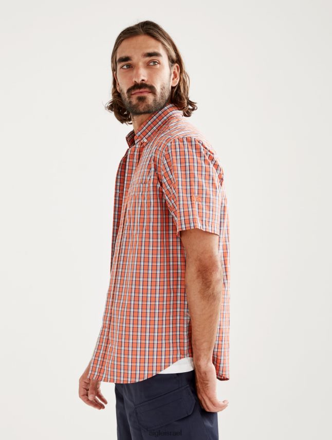 גברים abricot ch Aigle חולצה משובצת עם שרוולים קצרים בגדים 8V6ZVZ101