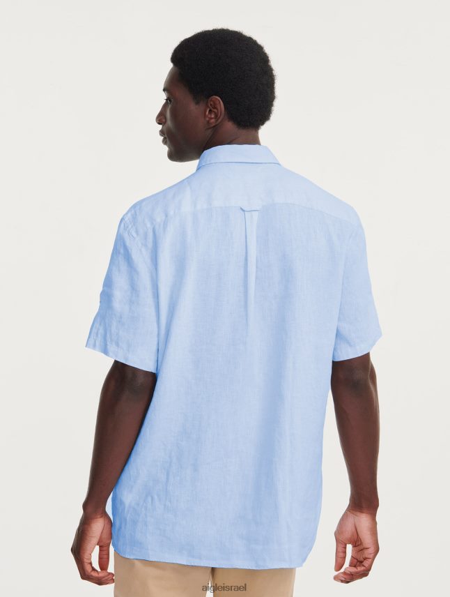 גברים bleu ciel Aigle חולצת פשתן עם שרוולים קצרים בגדים 8V6ZVZ131