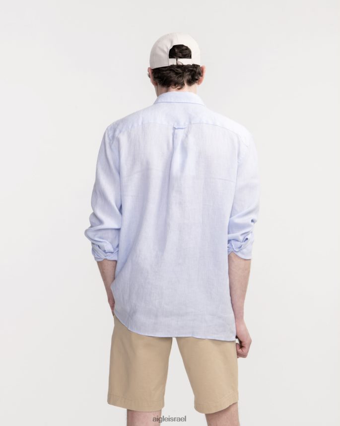 גברים bleu ciel Aigle חולצת פשתן עם שרוולים ארוכים בגדים 8V6ZVZ22