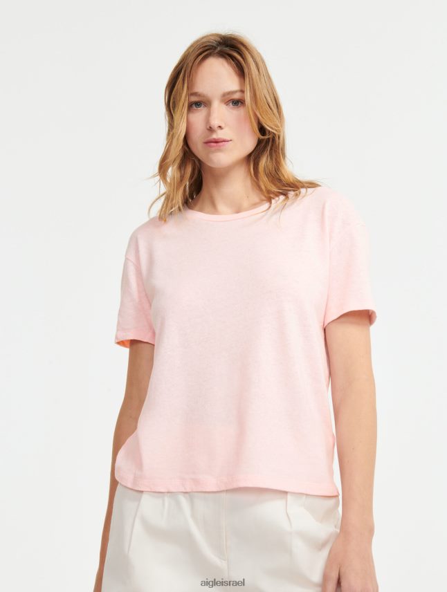 נשים cerisier Aigle חולצת טי בשילוב פשתן עם שרוולים קצרים בגדים 8V6ZVZ685