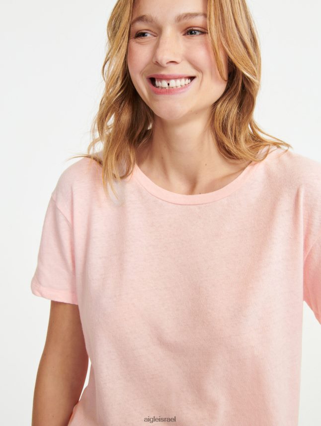 נשים cerisier Aigle חולצת טי בשילוב פשתן עם שרוולים קצרים בגדים 8V6ZVZ685