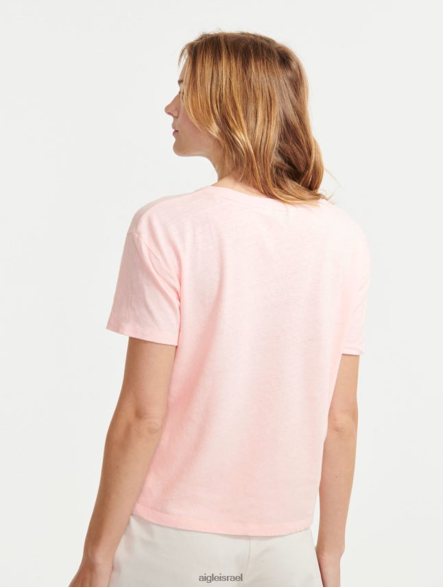 נשים cerisier Aigle חולצת טי בשילוב פשתן עם שרוולים קצרים בגדים 8V6ZVZ685