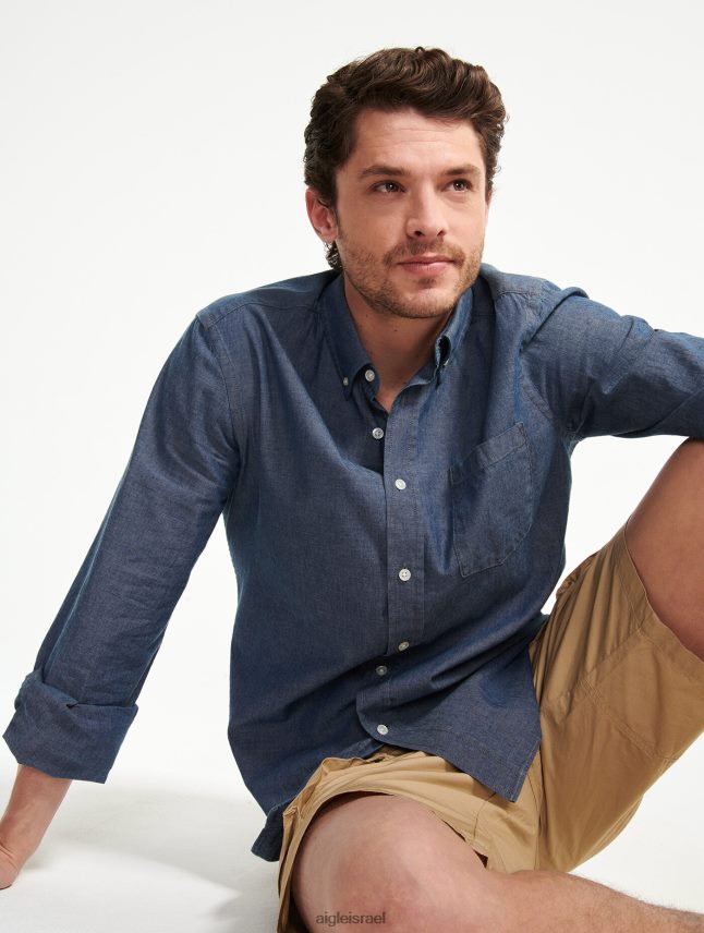גברים chambray Aigle חולצת שמבריי עם שרוולים ארוכים בגדים 8V6ZVZ140