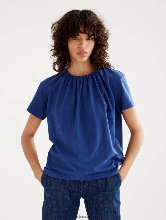 נשים encrebleu Aigle חולצת טי עם שרוולים קצרים עם צווארון אסוף בגדים 8V6ZVZ573