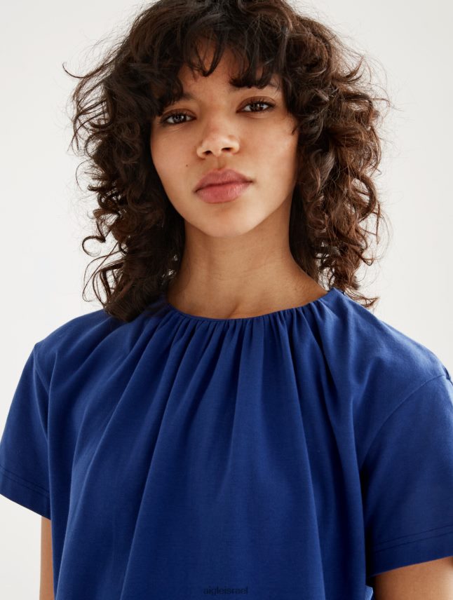 נשים encrebleu Aigle חולצת טי עם שרוולים קצרים עם צווארון אסוף בגדים 8V6ZVZ573