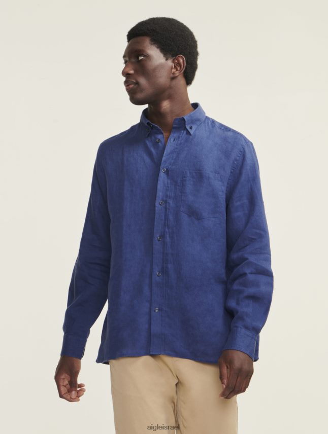 גברים encrebleu Aigle חולצת פשתן עם שרוולים ארוכים בגדים 8V6ZVZ95