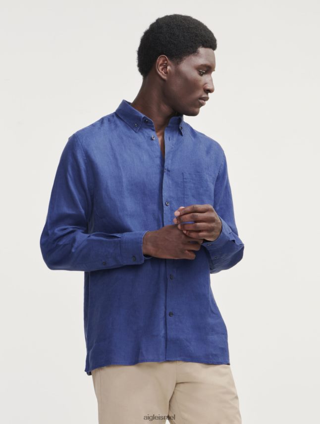 גברים encrebleu Aigle חולצת פשתן עם שרוולים ארוכים בגדים 8V6ZVZ95