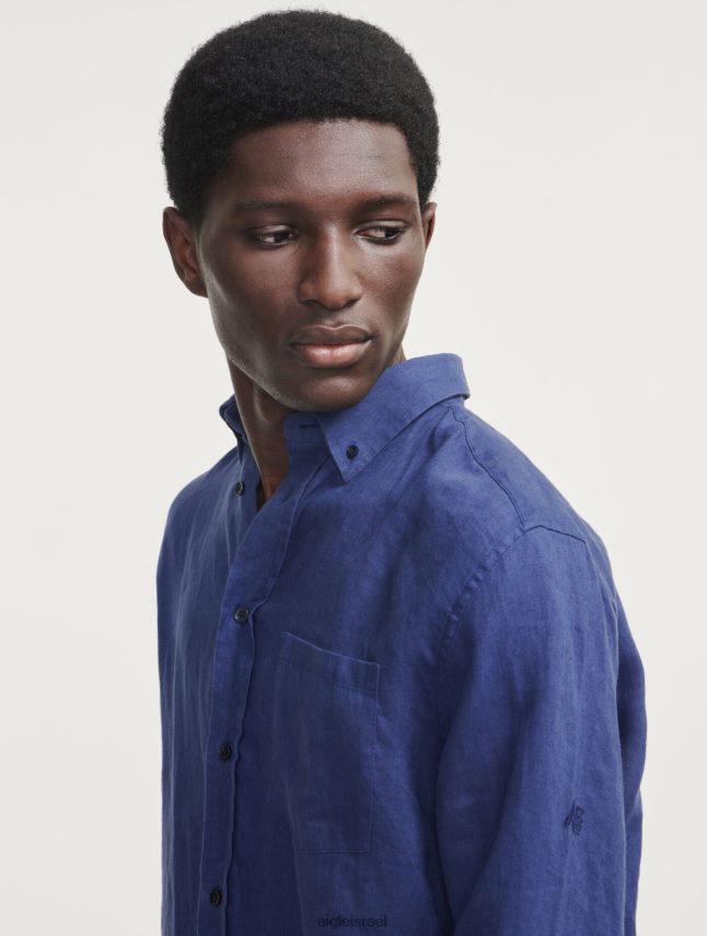 גברים encrebleu Aigle חולצת פשתן עם שרוולים ארוכים בגדים 8V6ZVZ95