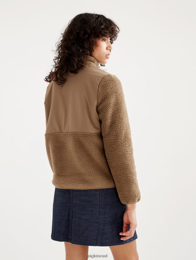 נשים ערמון i Aigle מעיל צמר נעים של שרפה עם רוכסן מלא בגדים 8V6ZVZ579