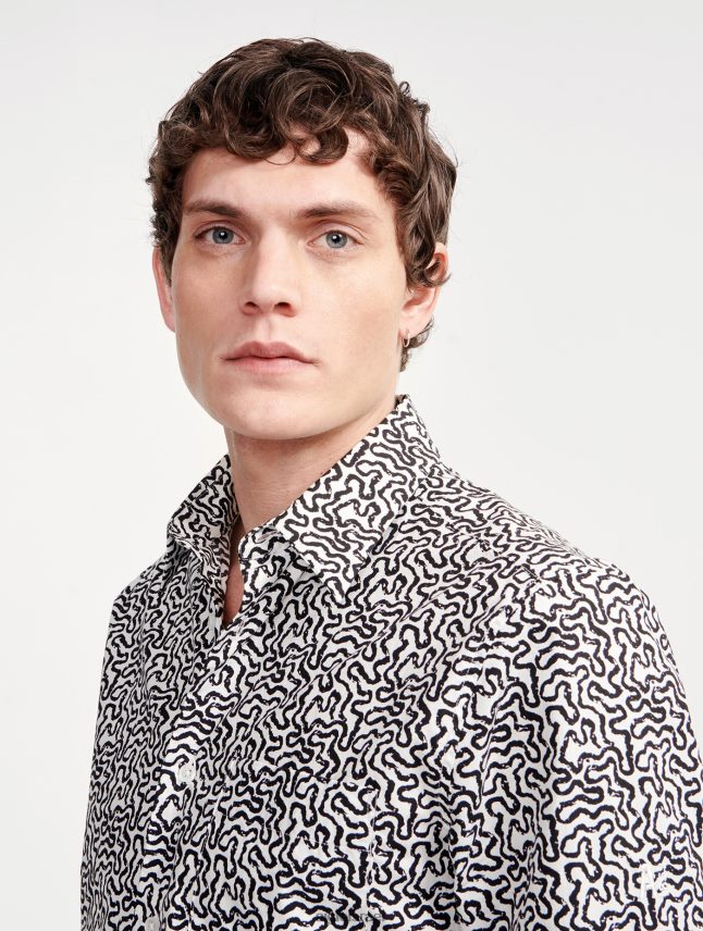 גברים lait pr Aigle חולצה עם שרוולים ארוכים בהדפס פופלין בגדים 8V6ZVZ58