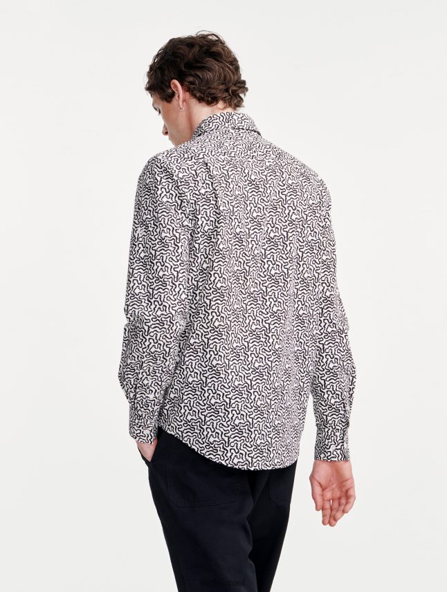 גברים lait pr Aigle חולצה עם שרוולים ארוכים בהדפס פופלין בגדים 8V6ZVZ58