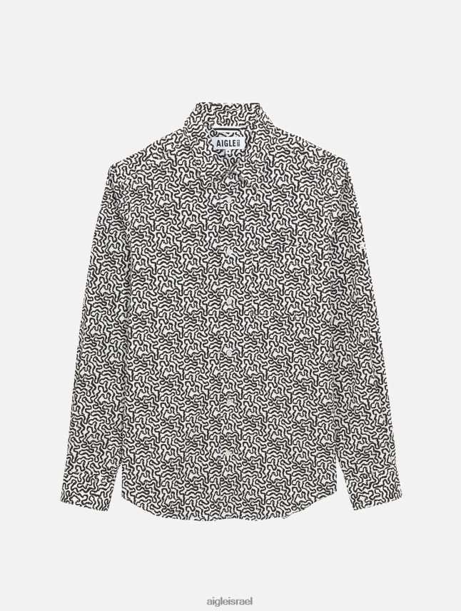 גברים lait pr Aigle חולצה עם שרוולים ארוכים בהדפס פופלין בגדים 8V6ZVZ58