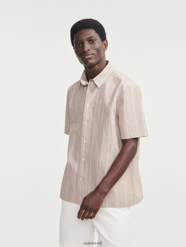 גברים osier st Aigle חולצת שרוולים קצרים עם פסים מכותנה/פשתן בגדים 8V6ZVZ136