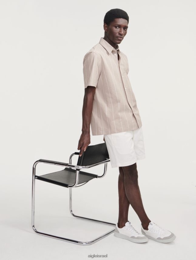 גברים osier st Aigle חולצת שרוולים קצרים עם פסים מכותנה/פשתן בגדים 8V6ZVZ136