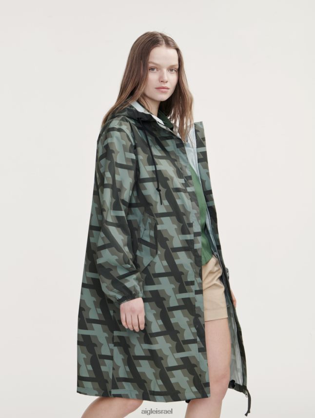 נשים קאקי pr Aigle מודפס עם מכסה מנוע ארוך בגדים 8V6ZVZ466