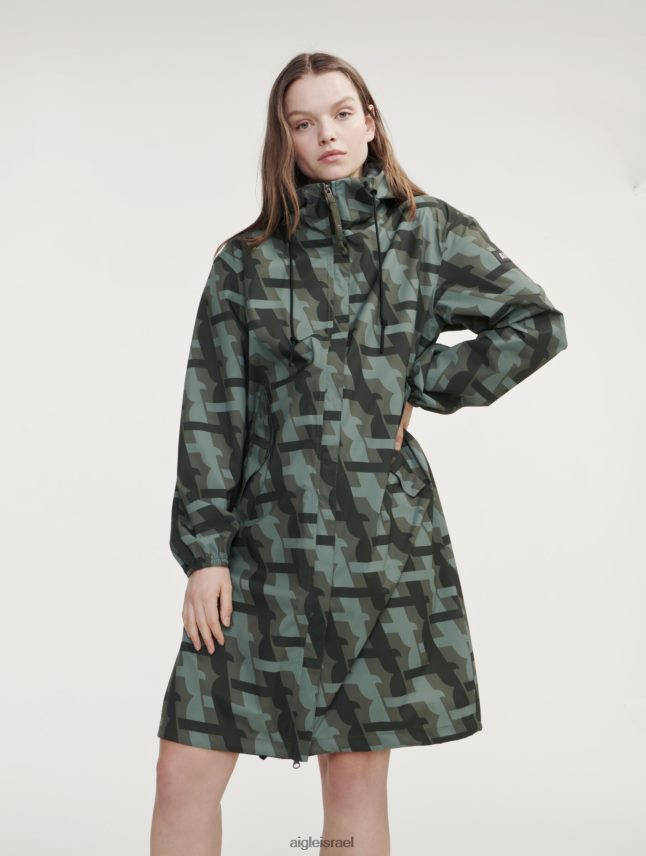 נשים קאקי pr Aigle מודפס עם מכסה מנוע ארוך בגדים 8V6ZVZ466