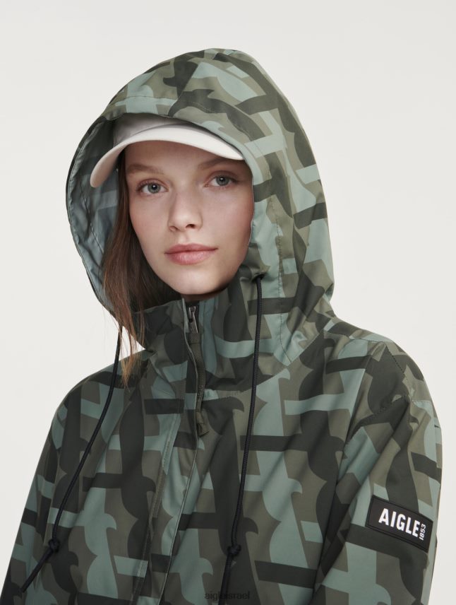 נשים קאקי pr Aigle מודפס עם מכסה מנוע ארוך בגדים 8V6ZVZ466