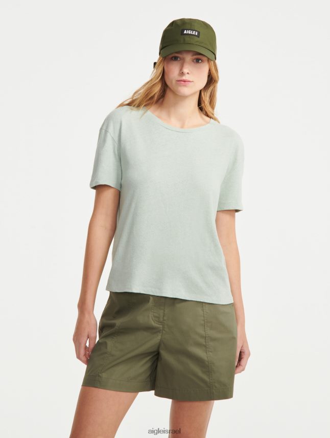 נשים reseda Aigle חולצת טי בשילוב פשתן עם שרוולים קצרים בגדים 8V6ZVZ686