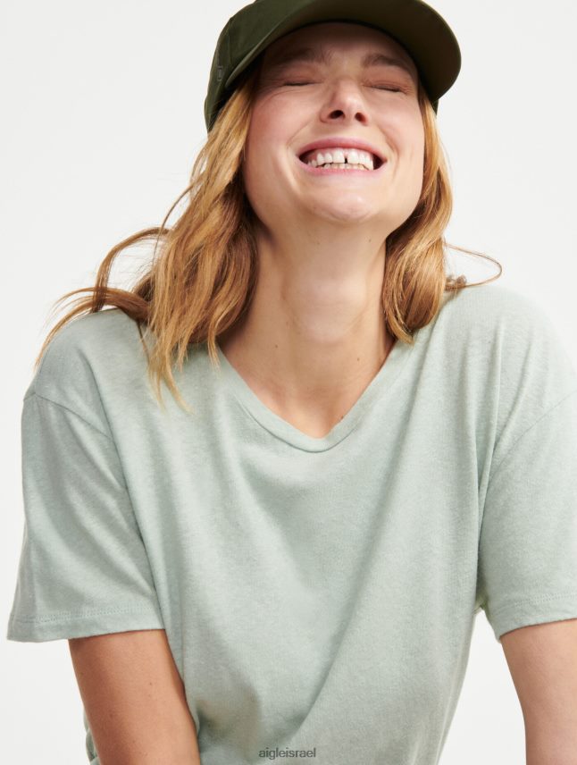 נשים reseda Aigle חולצת טי בשילוב פשתן עם שרוולים קצרים בגדים 8V6ZVZ686