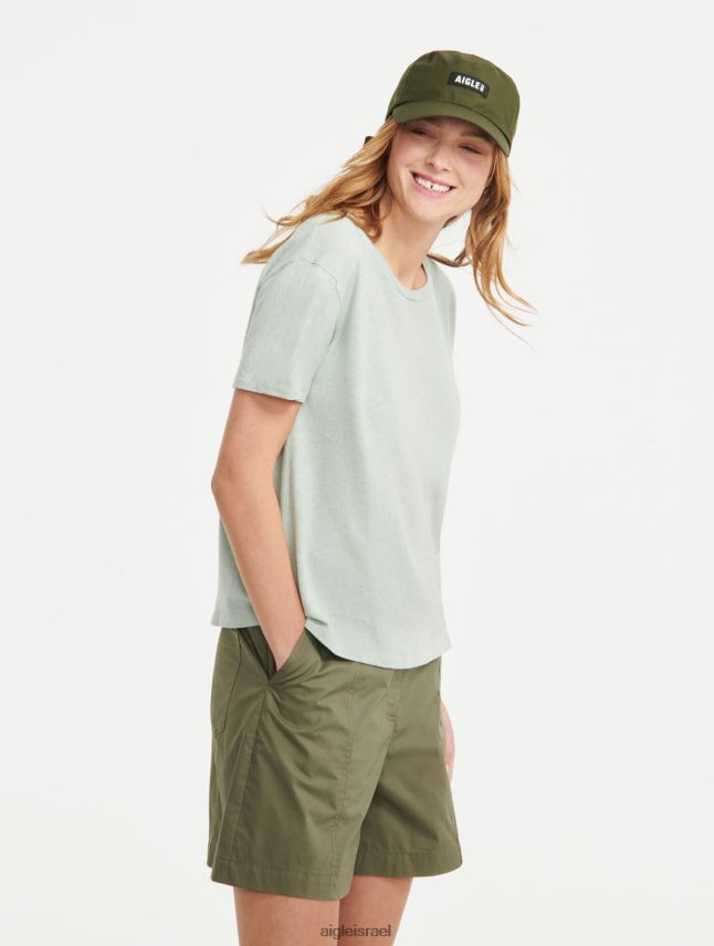 נשים reseda Aigle חולצת טי בשילוב פשתן עם שרוולים קצרים בגדים 8V6ZVZ686