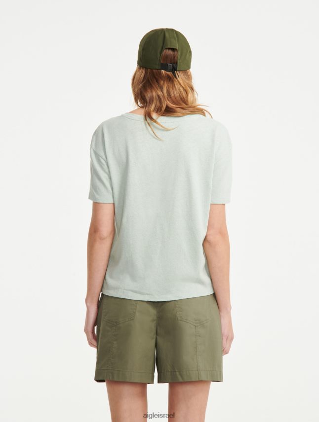 נשים reseda Aigle חולצת טי בשילוב פשתן עם שרוולים קצרים בגדים 8V6ZVZ686