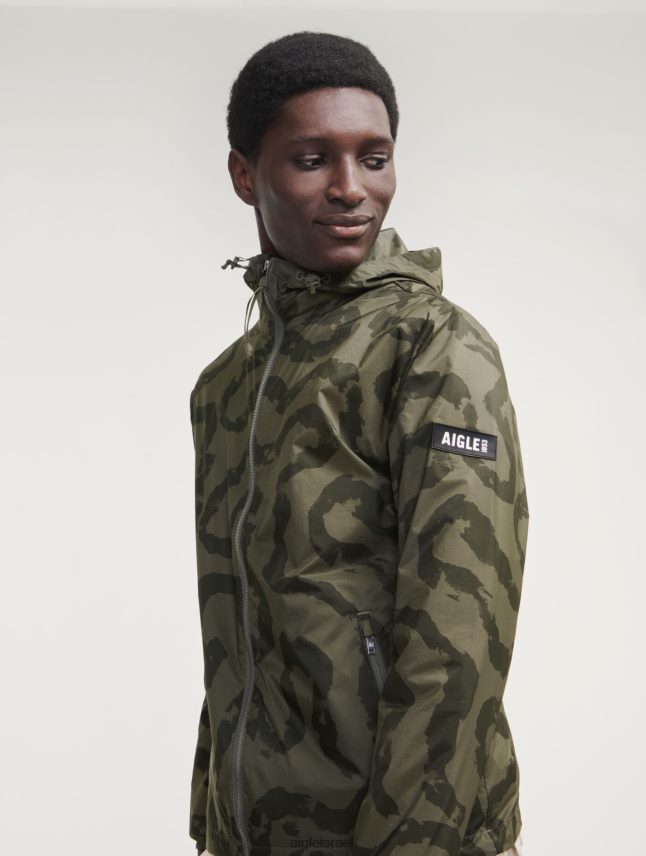 גברים taillis pr i Aigle ז'קט עמיד במים עם הדפס הניתן לדחיסה בגדים 8V6ZVZ192