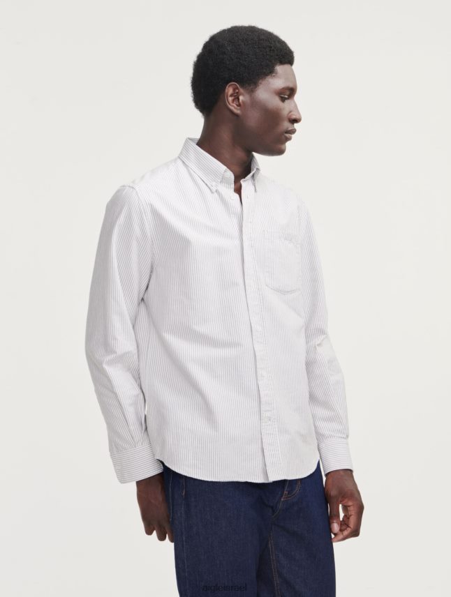 גברים taillis st Aigle חולצת פסים אוקספורד עם שרוולים ארוכים בגדים 8V6ZVZ90