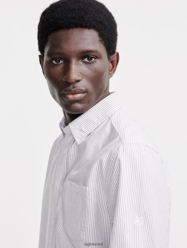 גברים taillis st Aigle חולצת פסים אוקספורד עם שרוולים ארוכים בגדים 8V6ZVZ90